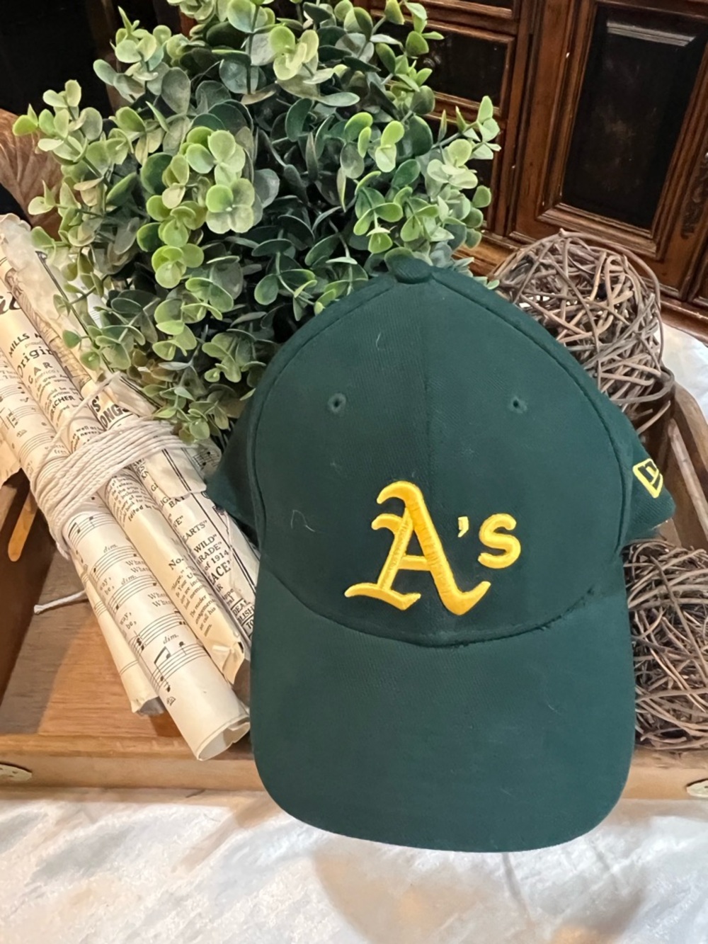 New Era Green and Yellow Oakland A's Baseball Cap